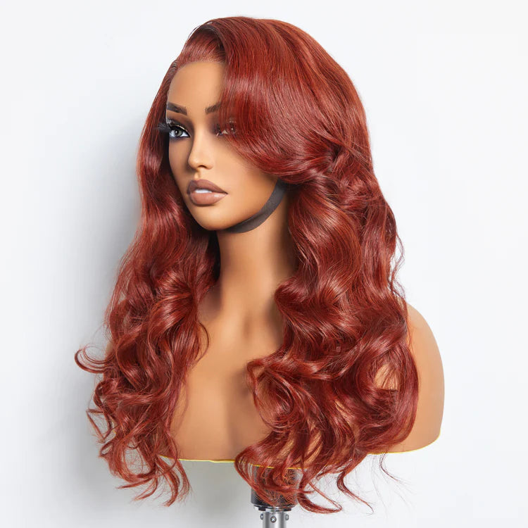 24 Inches 5"X5" Body Wavy Wear & Go Glueless #Redbrown Lace Closure Wig-100% Human Hair