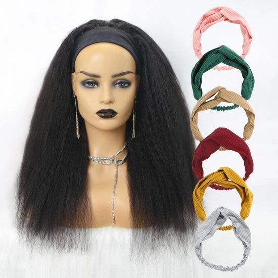 12 Inch Grab-N-Go Headband Wigs 100% Yaki Virgin Human Hair Wigs