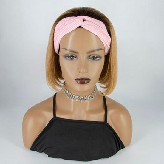 10-12 Inch Bob Grab-N-Go Headband Wig #T4/27 100% Straight Virgin Human Hair