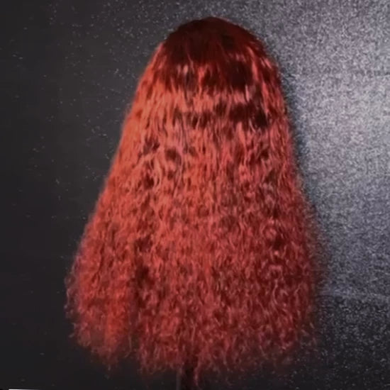 18 Inch 13”x4” 3D Lace Front Deep Curly Orange Wig Full 200% Density