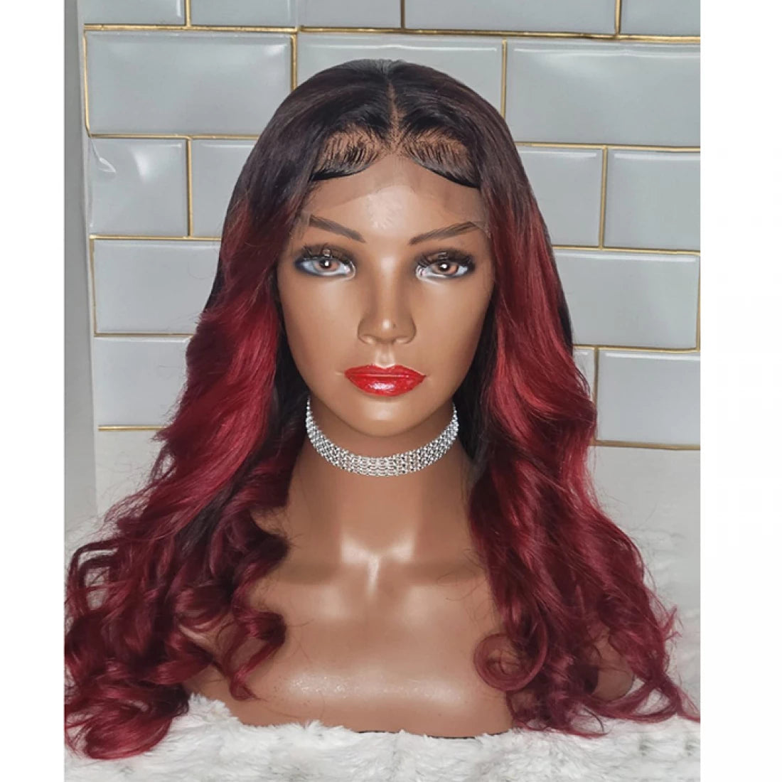 20 Inch 5”x5” Lace Body Wavy 1B/Burgundy# 200% Density Wig