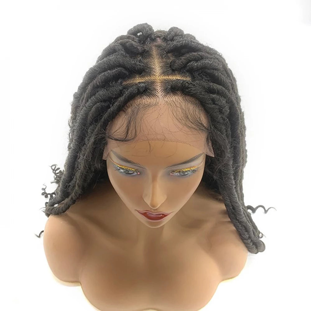 26 inch Stunning Goddess Locs with Curls 4x4 Braided Lace Closure Wigs 100% Hand-Braided