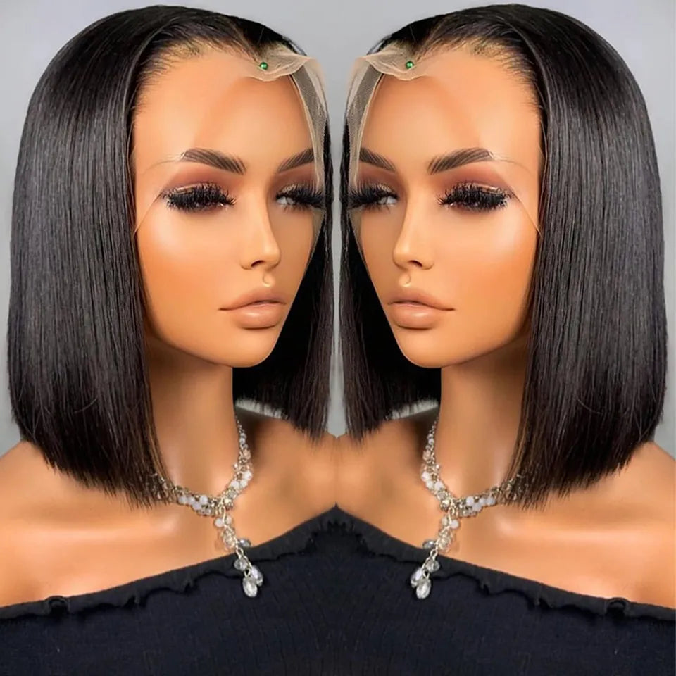 8-10 Inch 13"x6" Front Lace Pre-Plucked Straight Bob Wig 150% Density