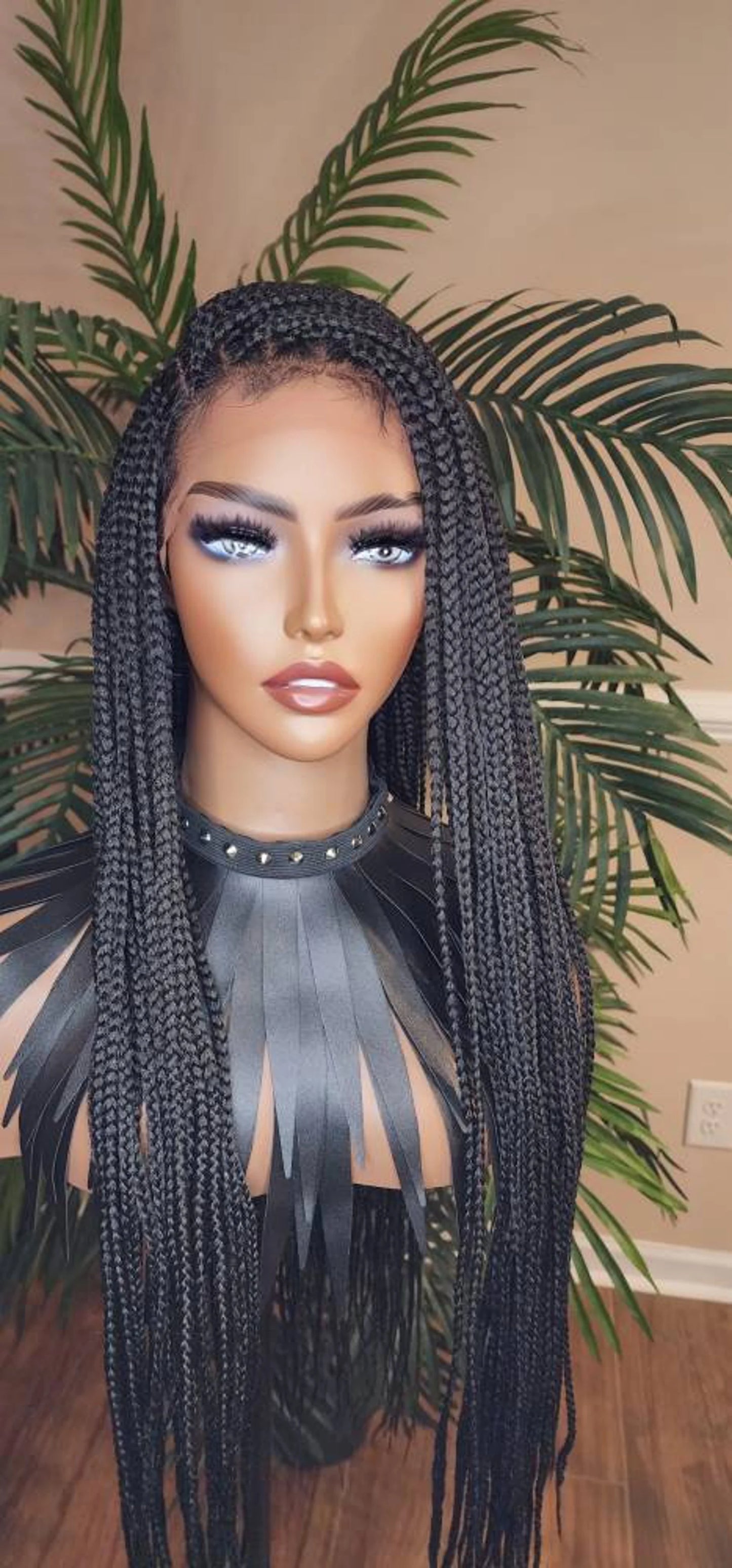 20 Inches 13x5 Glueless Box Braided Lace Front Wig Classical Hairstyle 100% Hand-Braided
