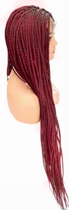 Knotless Box Braided Lace Wig Medium Braids 100% Handmade 99J