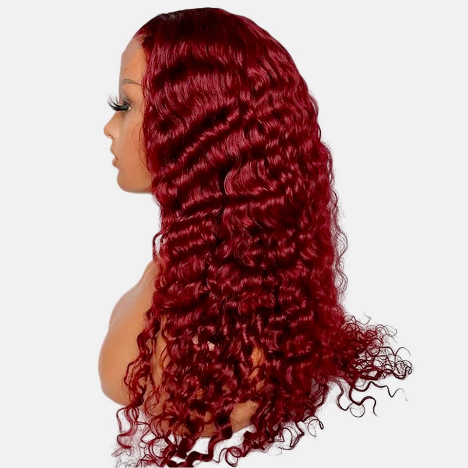 99j Color Lace Front Water Wave Human Hair Wig Pre Plucked With Baby Hair
