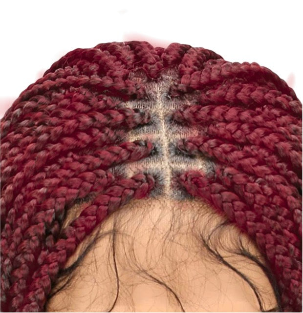 Knotless Box Braided Lace Wig Medium Braids 100% Handmade 99J