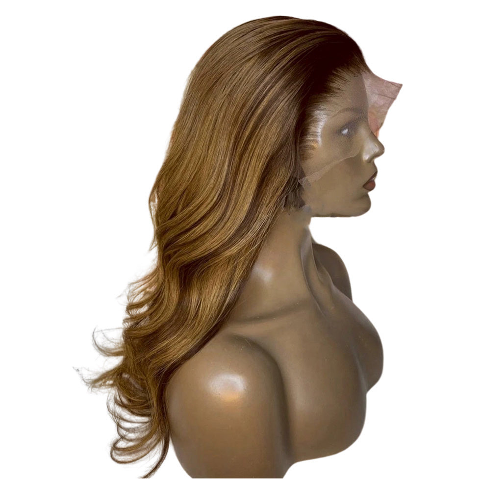 Pre-Plucked 13"x4" Lace Front Body Wavy Wig #4/27 Human Hair Free Part 150% Density