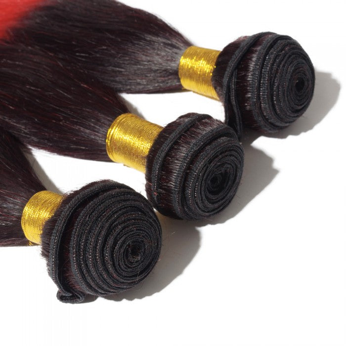 Straight Ombre Remy Hair #1B/Red