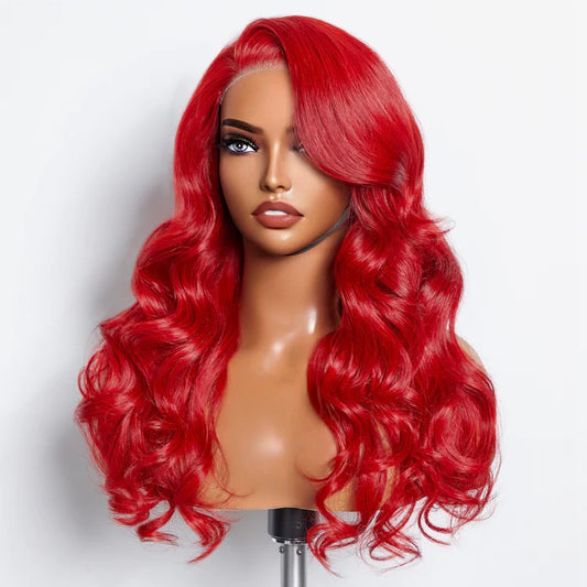 24 Inches 5"x5" Body Wavy Wear & Go Glueless #Red Lace Closure Wig-100% Human Hair