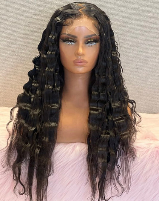 Custom Wig 13x4 Lace Front Deep Water Wave Human Hair Lace Front Wig 180% Density