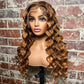 24 Inches 13x4 Honey Blonde Crimps Curls Lace Frontal Wigs 180% Density-100% Human Hair 22 sold in last 18 hours