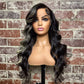 22 Inches 13x4 Highlight Body Wave with Feather Bang 180% Density-100% Human Hair