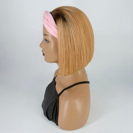 10-12 Inch Bob Grab-N-Go Headband Wig #T4/27 100% Straight Virgin Human Hair