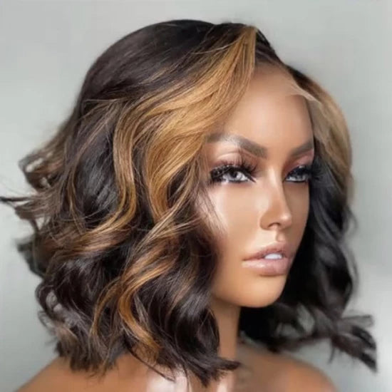 12 Inch Loose Wave Mix Blonde Color 5X5 HD Lace Closure Wig