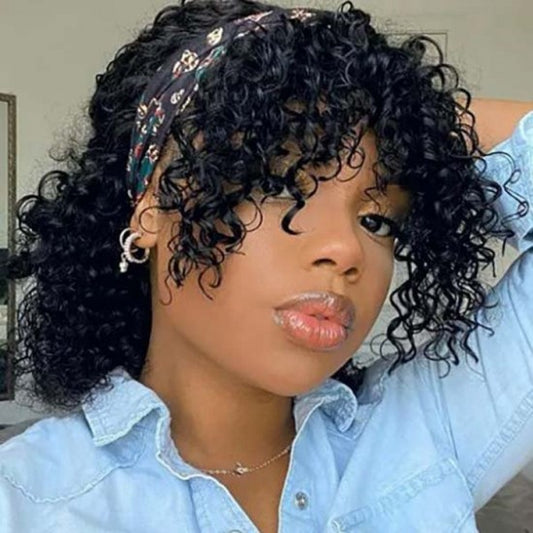 12-18 Inch Grab-N-Go Headband Wigs #1B 100% Kinky Curly Virgin Human Hair