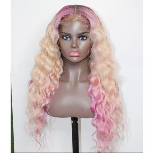 Custom Wig 13”x4” #613 & Pink Highlight Deep Wave Wig