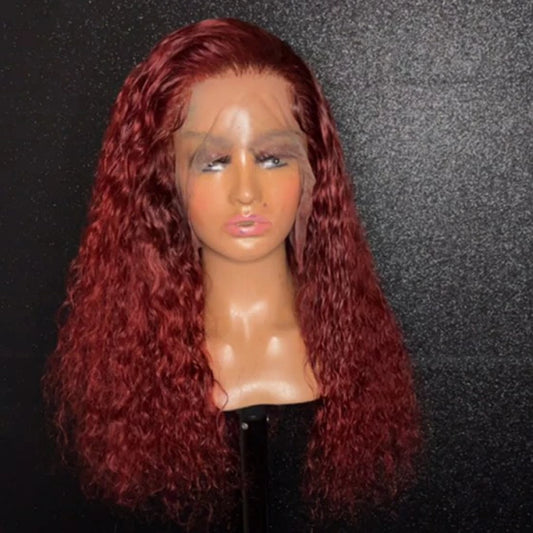 18 Inch 13”x4” 3D Lace Front Deep Curly Orange Wig Full 200% Density