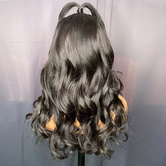 Custom Wig 5x5 Up-do Style 18inch Shoulder Length Body Wave Lace Wig 180% Density