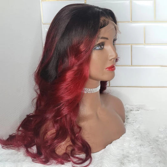 20 Inch 5”x5” Lace Body Wavy 1B/Burgundy# 200% Density Wig