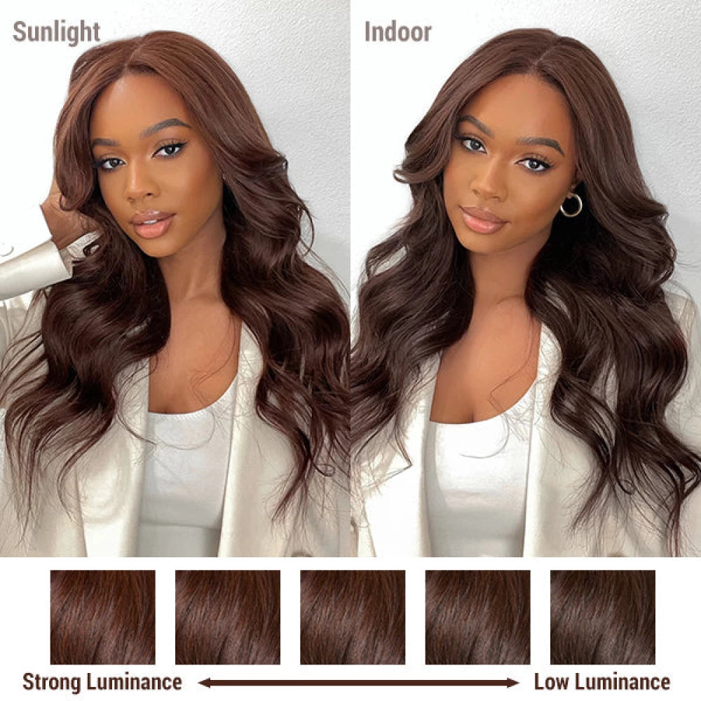 20 Inch Chestnut Brown Loose Wave 5x5 Closure Lace Glueless Long Mid Part Long Wig