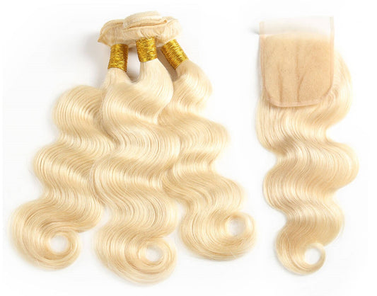10-20 Inch 4" x 4" Body Wavy Free Parted #613 Lace Closure