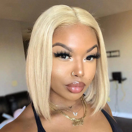 #613 Blonde Straight 13 x4 Bob Frontal Lace Wig
