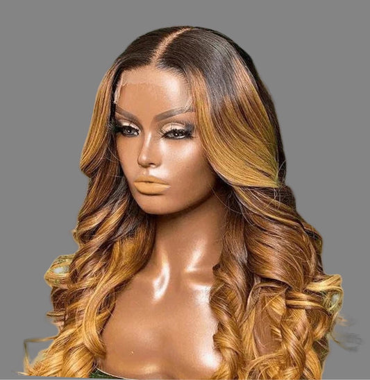 Custom Wig 28 inch Ombre Brown Body Wave 13x4 Lace Front Wig 200% Density