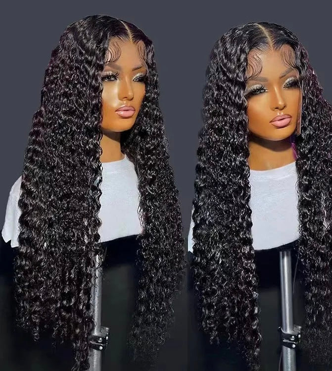 16-24 Inch Glueless 3D Cap Pre-Bleached Water Wave 13x4 Transparent Lace Front Wig 150% Density