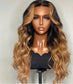 22 Inch 5"x5" HD Glueless Closure Wig Loose Wavy Beyoncé vibe Wig #1B/27 150% Density Brazilian Virgin Hair
