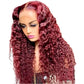 99j Color Lace Front Water Wave Human Hair Wig Pre Plucked With Baby Hair