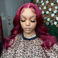 Custom Wig 22 inch 180% Density Wine Red Body Wave 13x4 Lace Front Wig