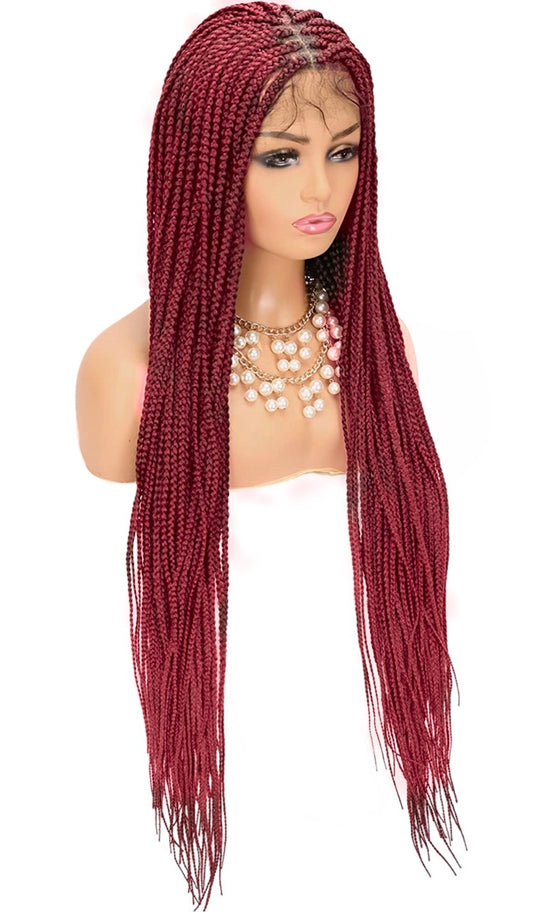 Knotless Box Braided Lace Wig Medium Braids 100% Handmade 99J