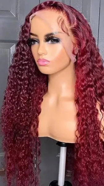 99j Color Lace Front Water Wave Human Hair Wig Pre Plucked With Baby Hair