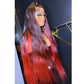 Custom Wig Ombre 1B/Red 28inch 5x5 Lace Long Straight Up-do Style Human Hair Wig 180% Density