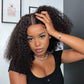 14-16 Inch 5"x5" HD Glueless Closure Wig Kinky Curly #1B 180% Density Brazilian Virgin Hair
